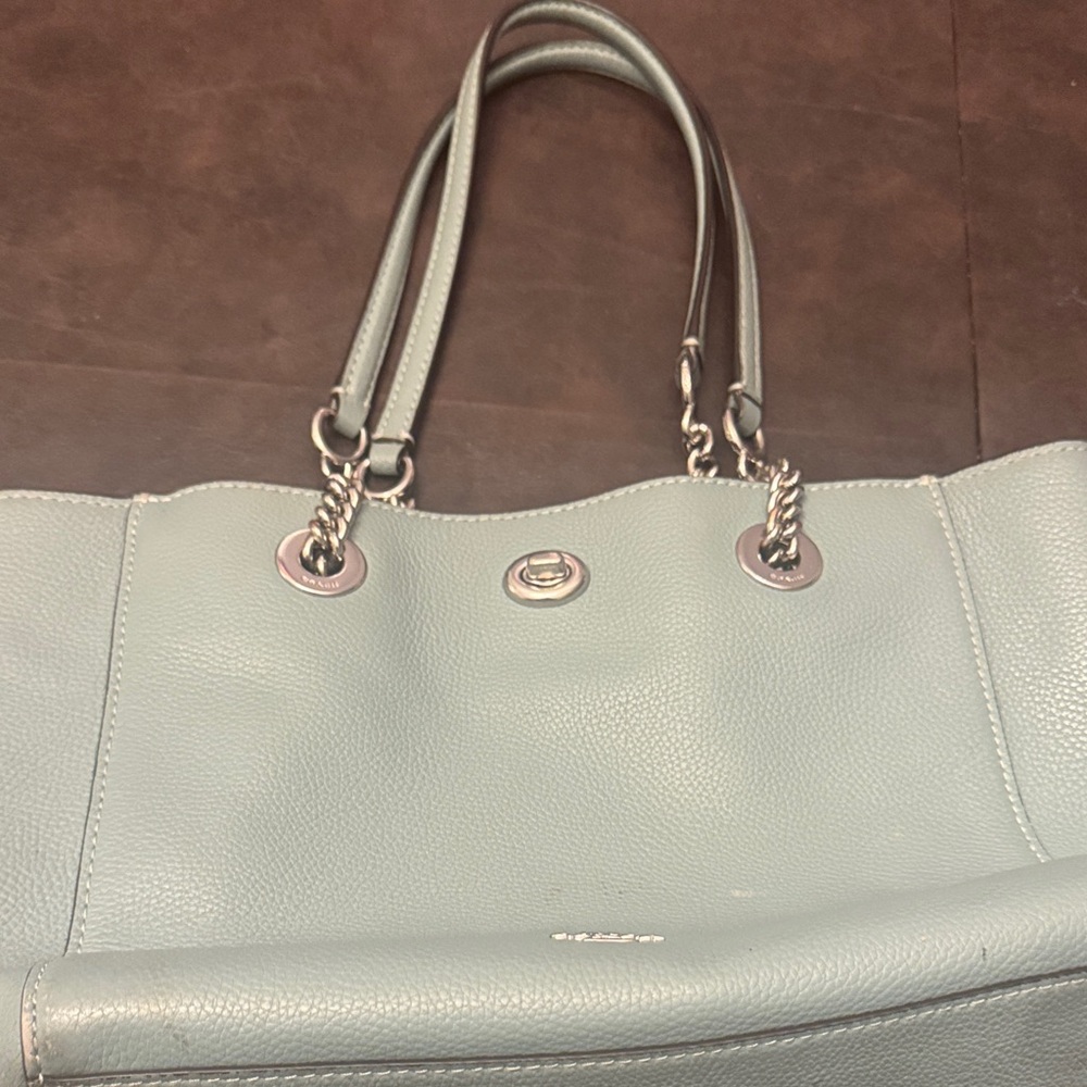 Coach Light Gray Leather Shoulder Bag